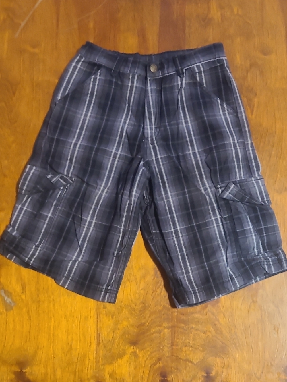 Wrangler Black Plaid Cargo Shorts for Kids